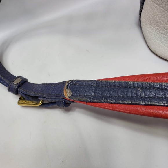 Vintage DOONEY & BOURKE White Blue Red Leather Teton Drawstring Bag Shoulder - Picture 9 of 9